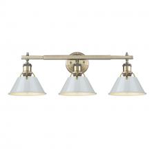  3306-BA3 AB-DB - Orwell AB 3 Light Bath Vanity in Aged Brass with Dusky Blue shades